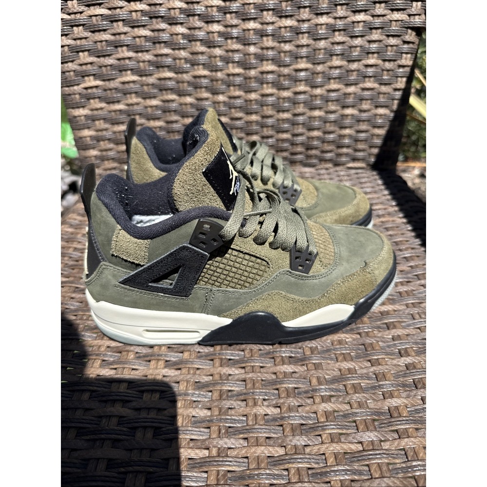 Size 6.5Y - Nike Air Jordan 4 GS Retro Craft 'Medium Olive' Sneakers